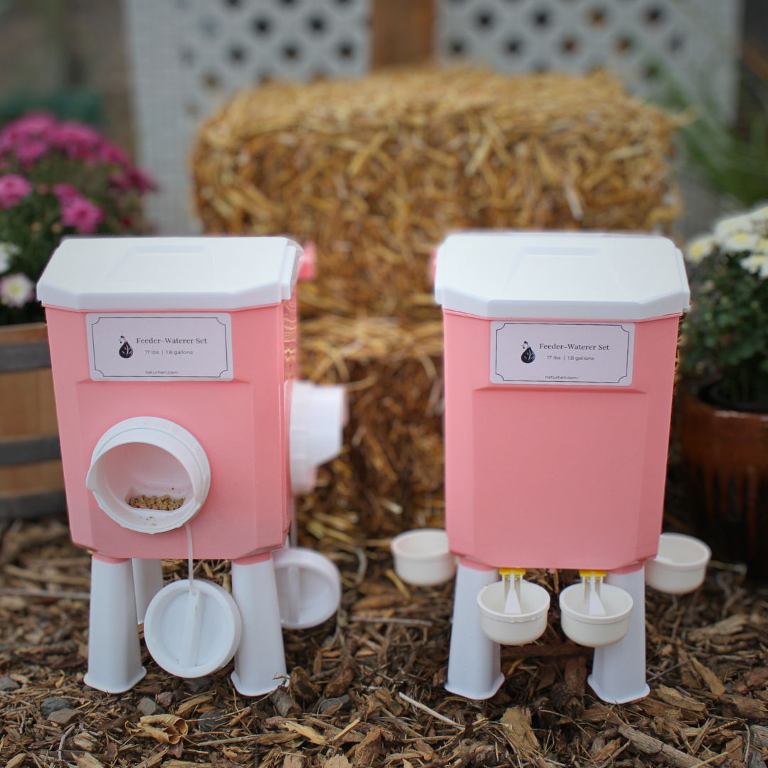 Cottage Pink Chicken Feeder-Waterer Set