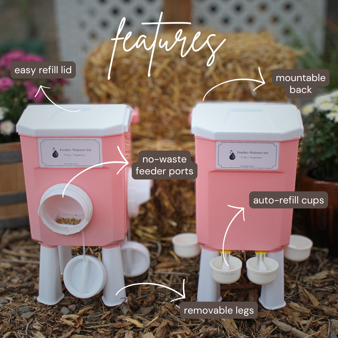 Cottage Pink Chicken Feeder-Waterer Set